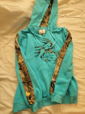 Legendary Whitetails Teal Hoodie with Camo Trim